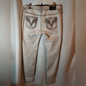 Vigoss Light Grey Skinny Jeans With Embellished Pockets - 13/14